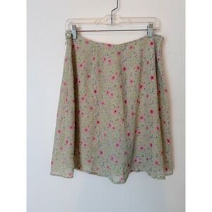 Vintage 90s Floral Skort Womens 30 Waist Green Pink Cottagecore Mini Skirt Short